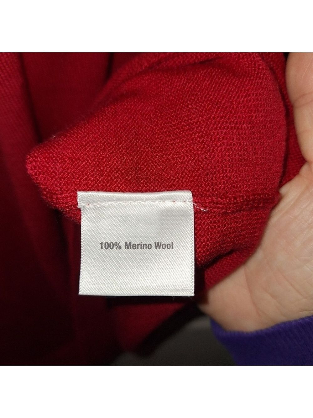 Norm Thompson Red Merino Wool Cowl Neck Sweater Medium - Picture 4 of 4